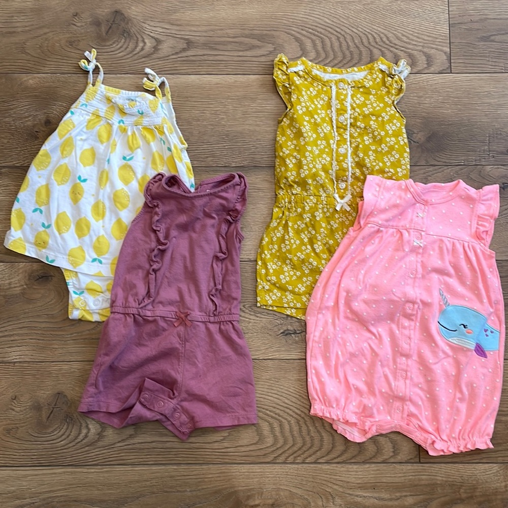 4 carters onsie outfits with snaps